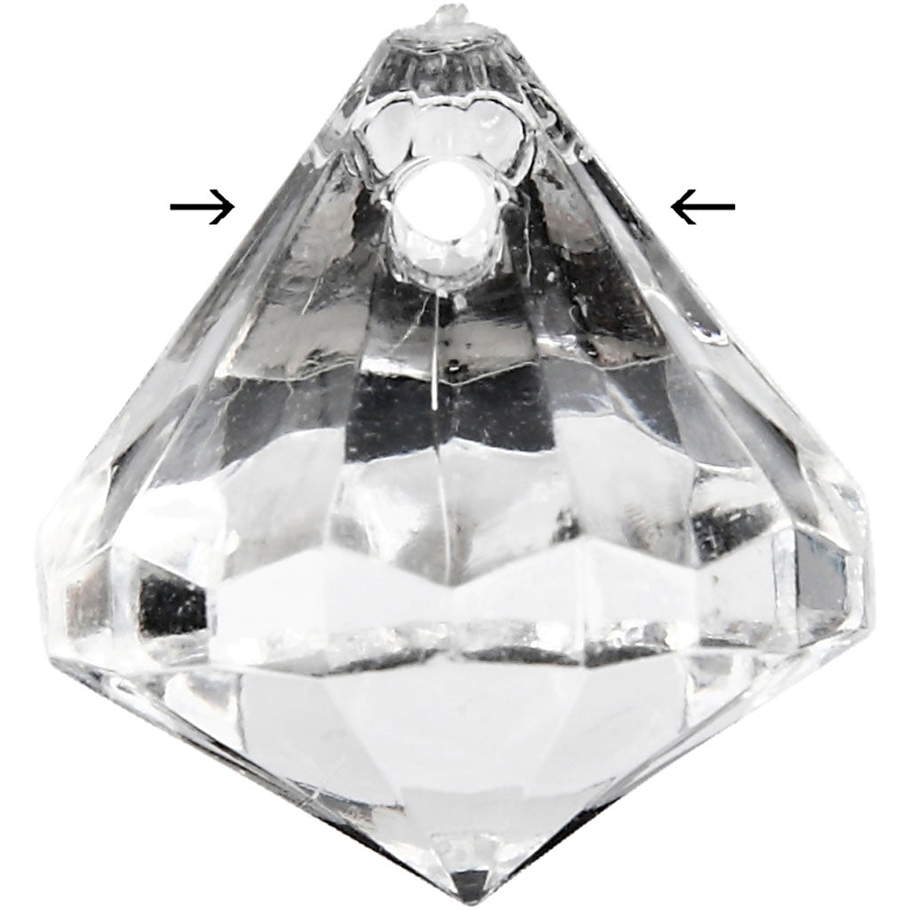 Creativ company acrylic beads, size 17x16 mm, hole size 1.2 mm, transparent gloss, 43 pieces in a box