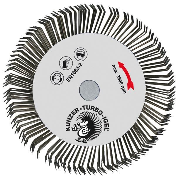Kunzer ronde Borstel turbo igel round brush with mandrel m14 d=100mm steel