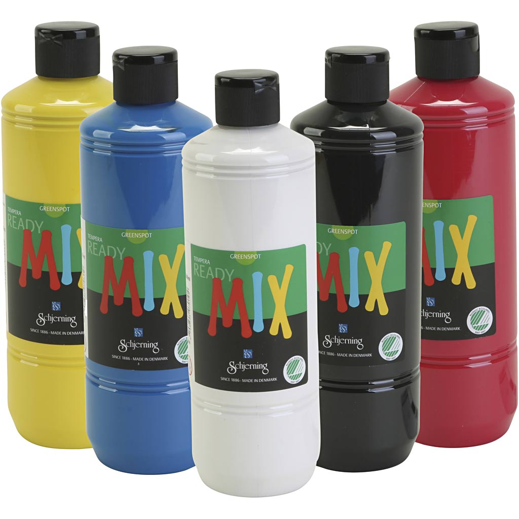 Schjerning greenspot poster paint, matt, various colours, 5x500 ml 1 box