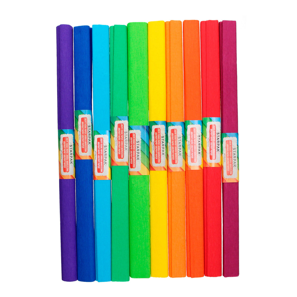 Rainbow crepe paper, set of 10 colors