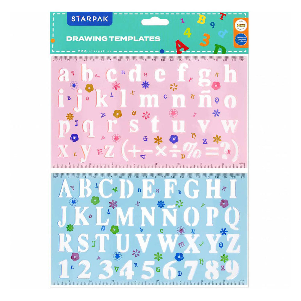 Plastic tekensjabloon cijfers letters