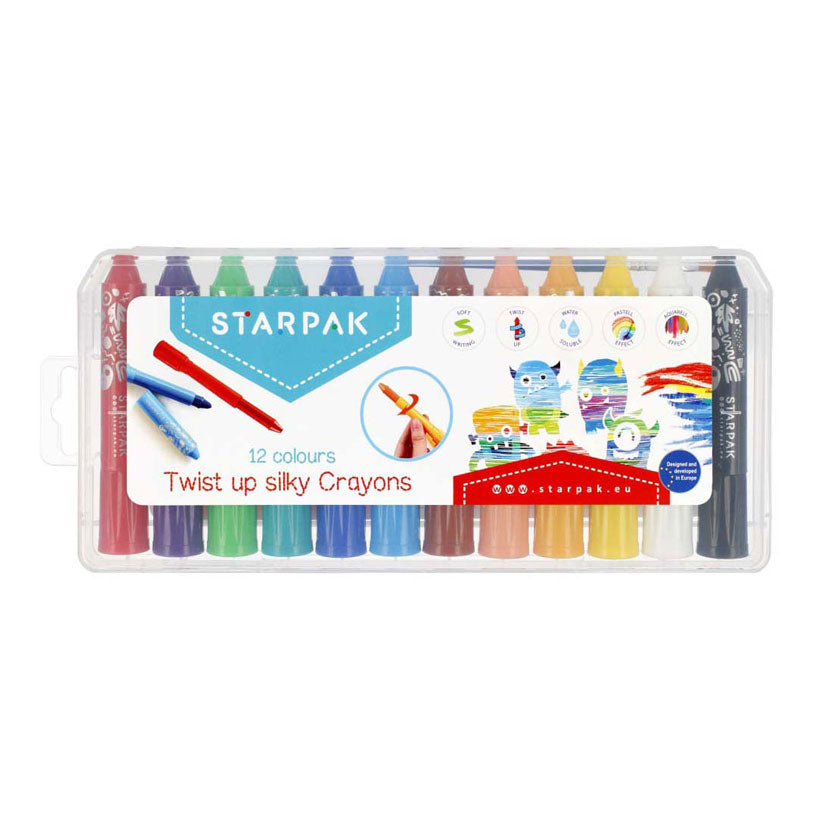 Rotating silky smooth crayons, 12 colours