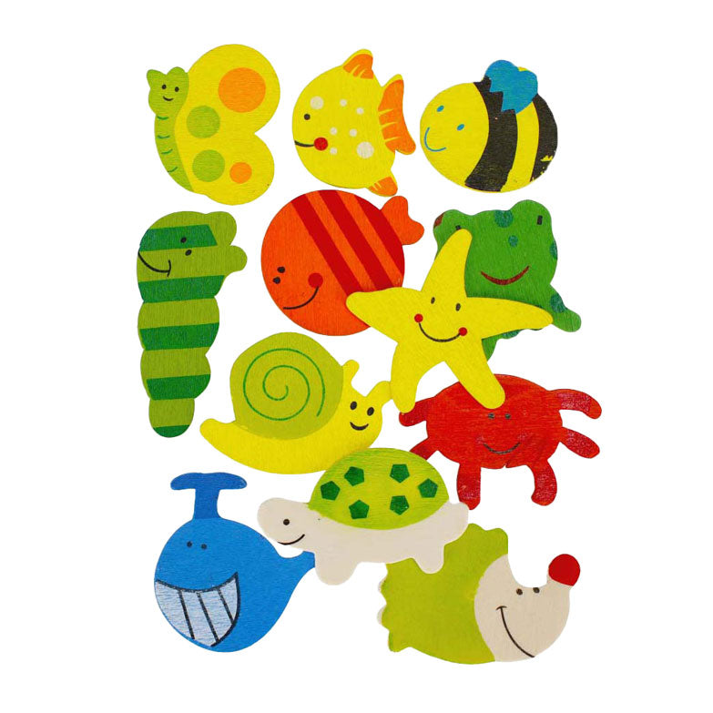 Wooden magnet animals 40mm, 12 pcs.