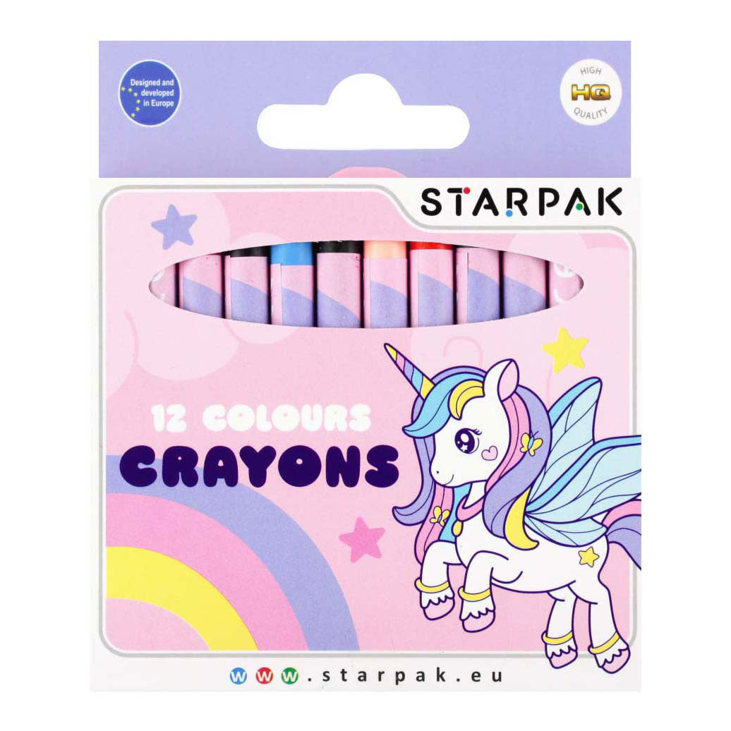 Unicorn crayons, 12 pcs.
