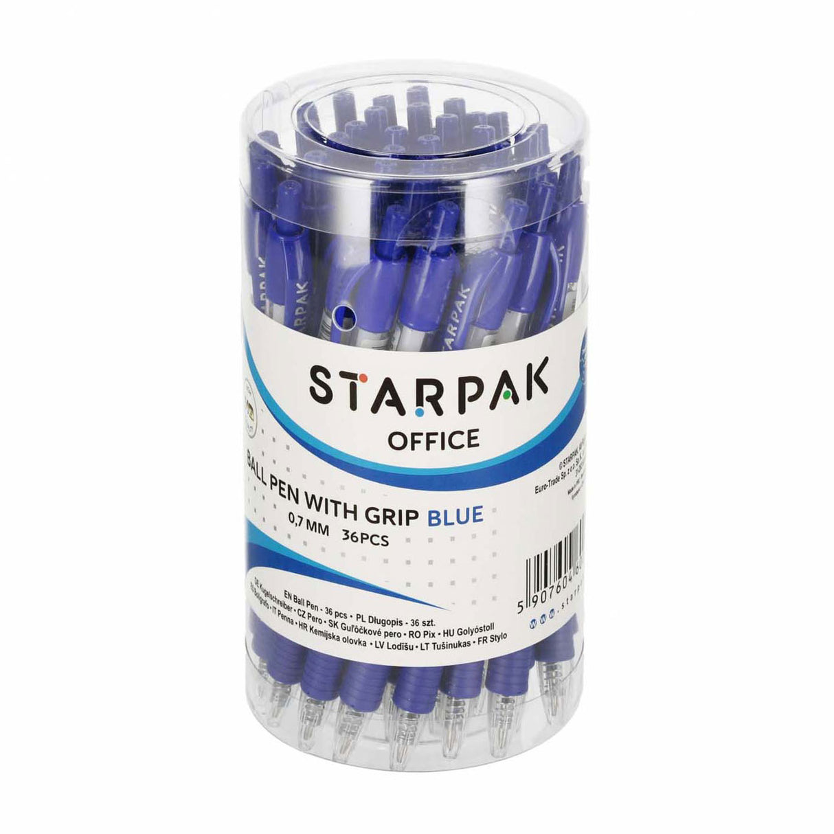 Ballpoint pen with blue grip, 36 pcs.