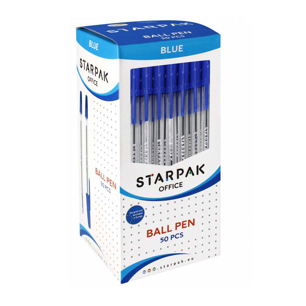 Ballpoint pen with cap blue, 50 pcs.