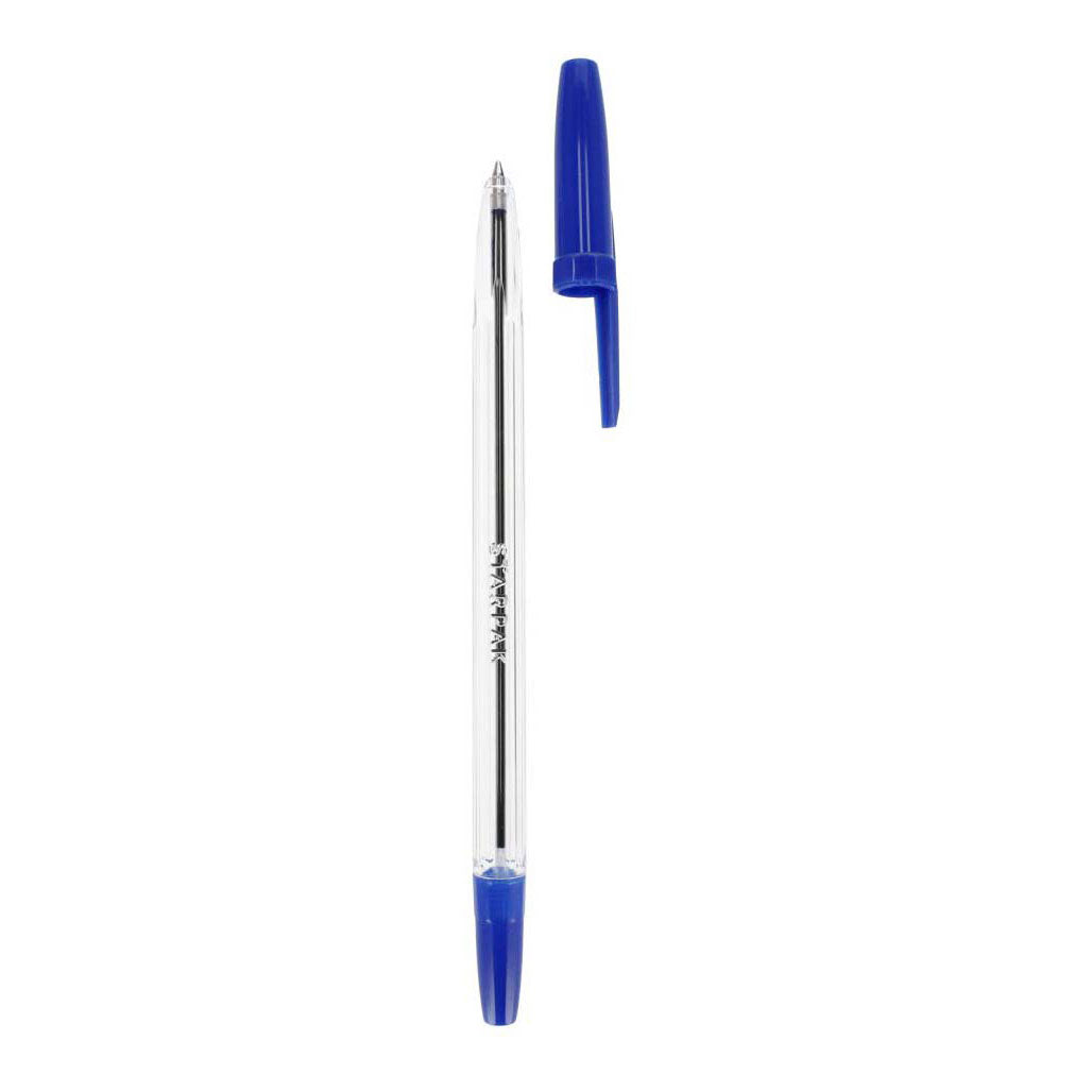 Ballpoint pen with cap blue, 50 pcs.