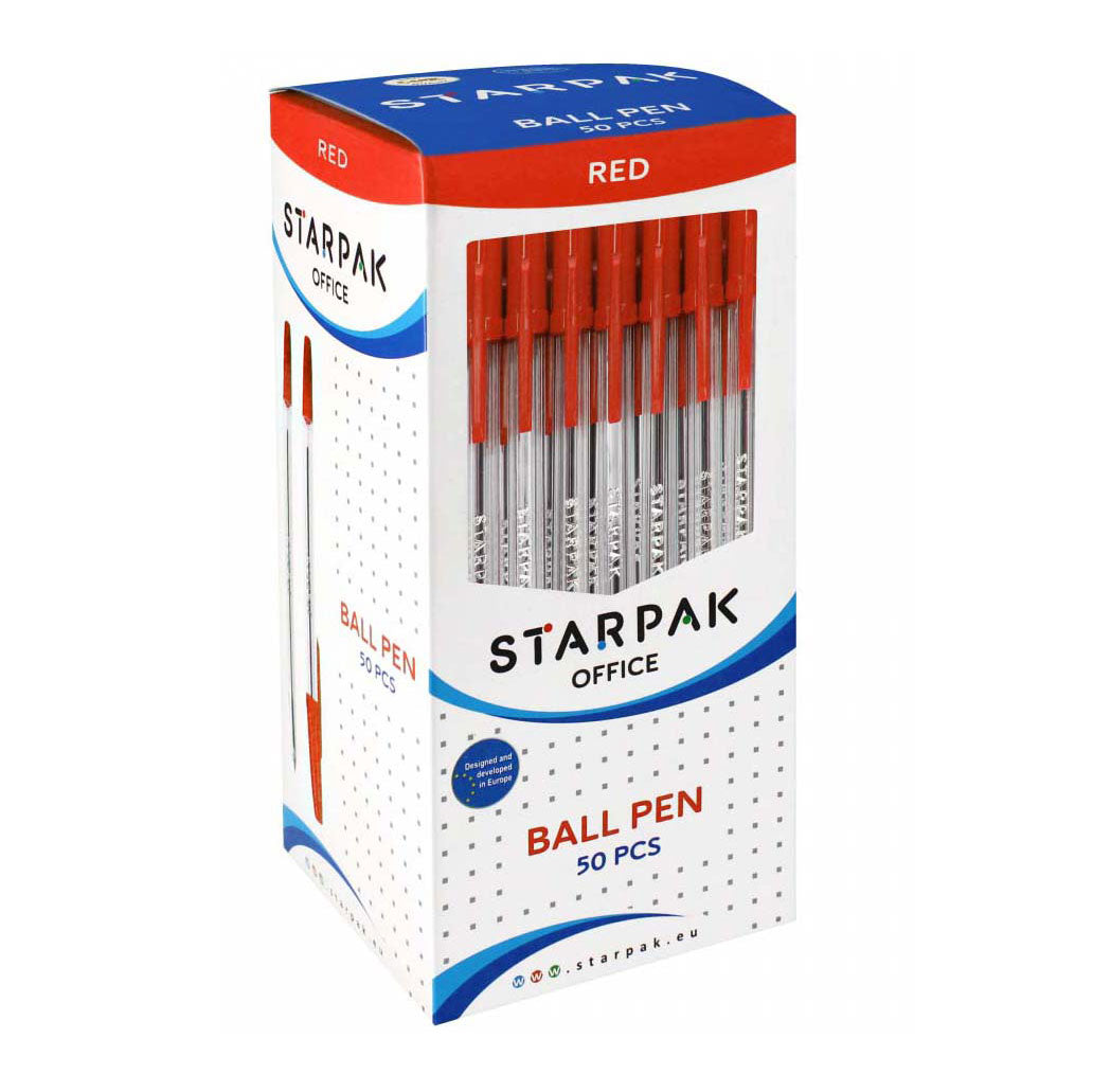 Ballpoint pen with red cap, 50 pcs.