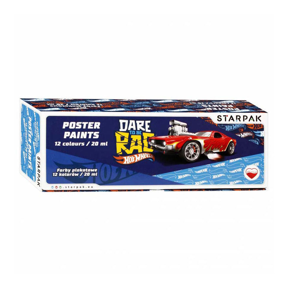 Posterverf 12 kleuren hot wheels, 20ml