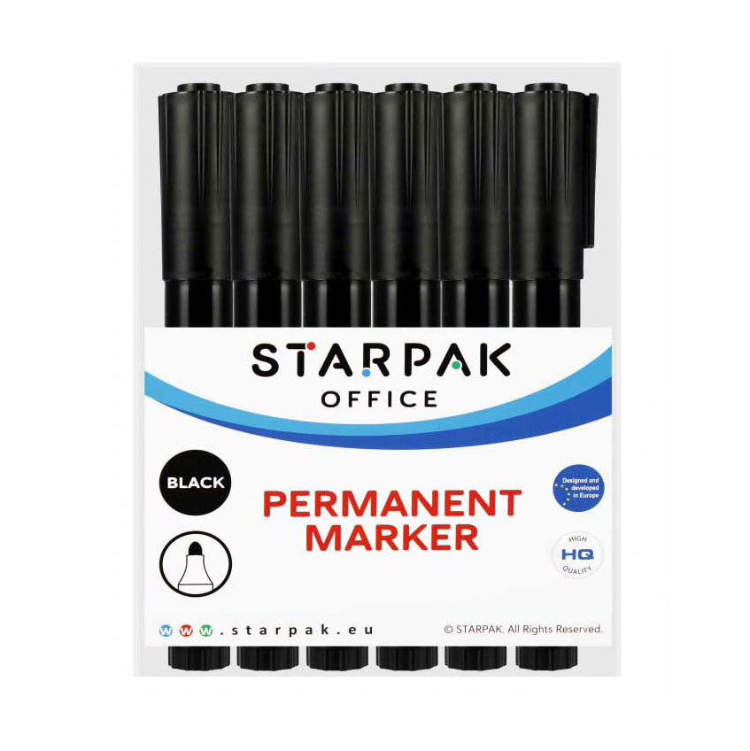 Permanent marker round black, 12 pcs.