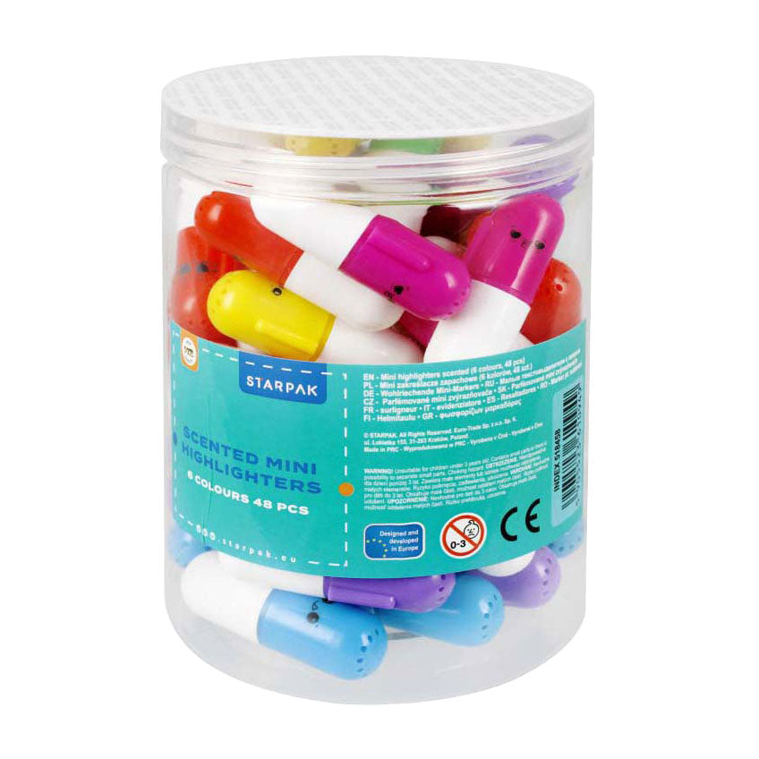 Mini scented highlighters mix of colors, 48 pcs.