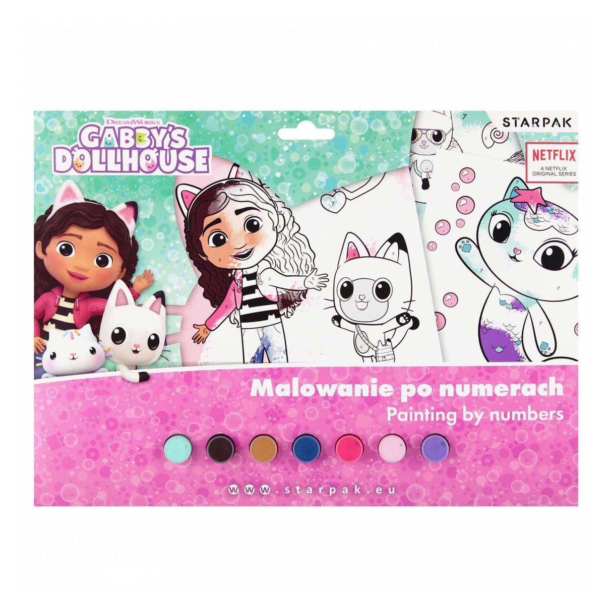 Gabby's dollhouse - paint by numbers - incl. 7 colors of paint and brush