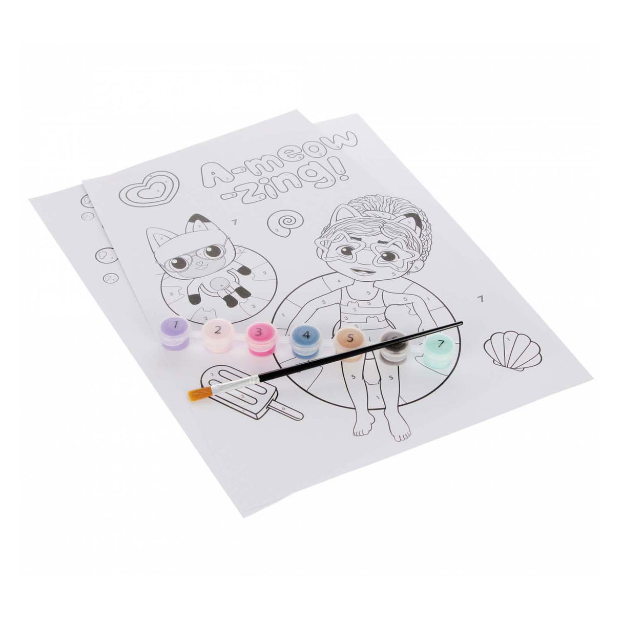 Gabby's dollhouse - paint by numbers - incl. 7 colors of paint and brush