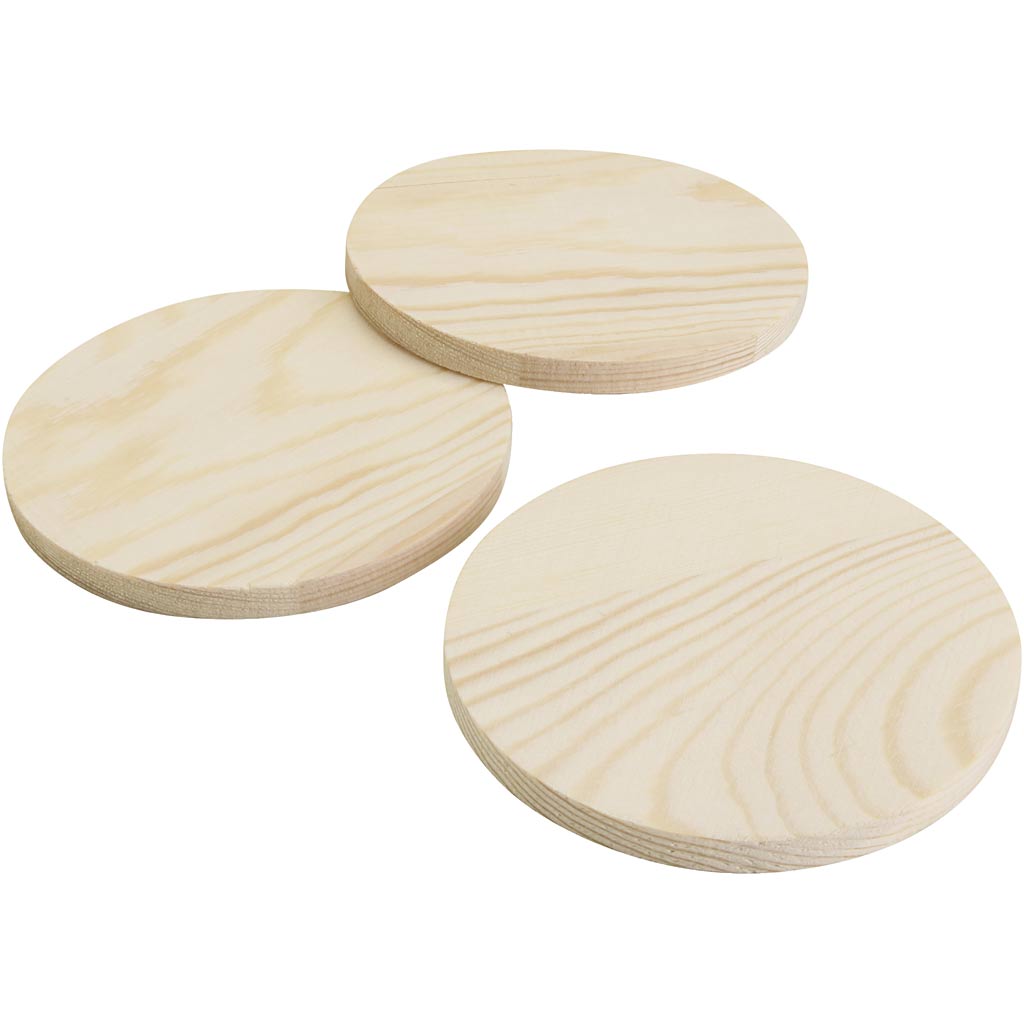 Wooden coasters, h: 8 mm, d: 9 cm, 12x5 pieces 1 box
