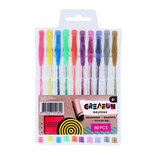 Długopisy żelowe Creafun neonowy brokat metaliczny 10 sztuk | 6 sztuk