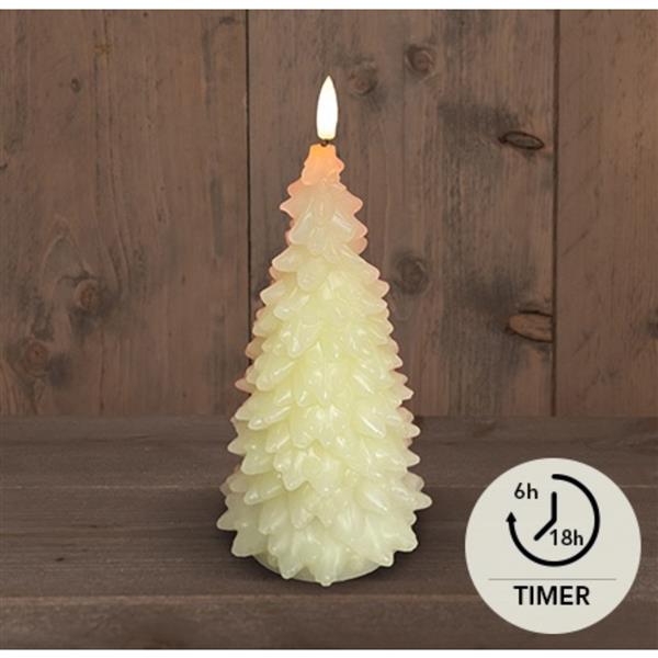 Anna's collection led kaars wax kerstboom ivoor 9,5x20cm