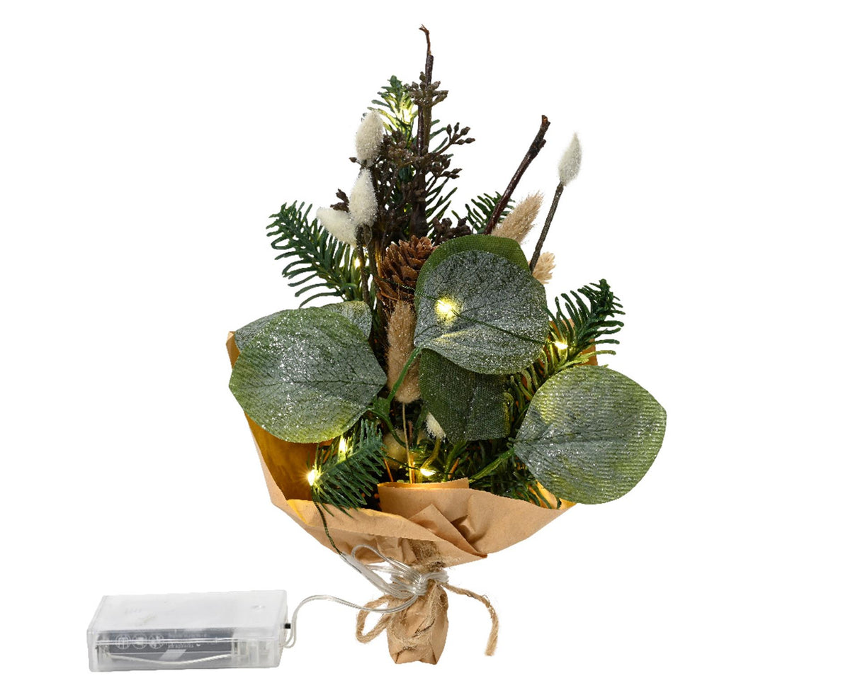 Everlands kunstboeket met led verlichting h24cm