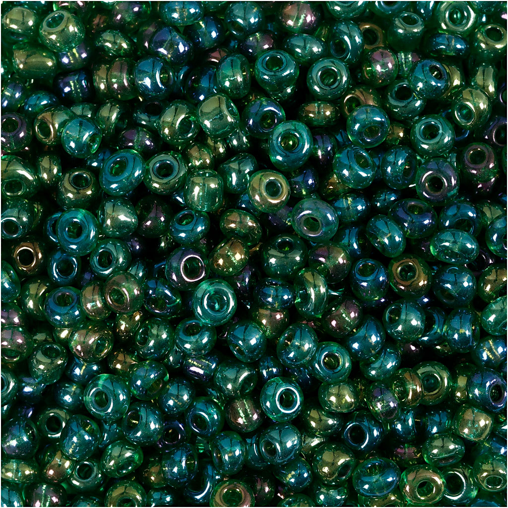 Creativ company seed beads, d 3 mm, size 8 0, hole size 0.6-1.0 mm, green gloss, 25 gr 1 box