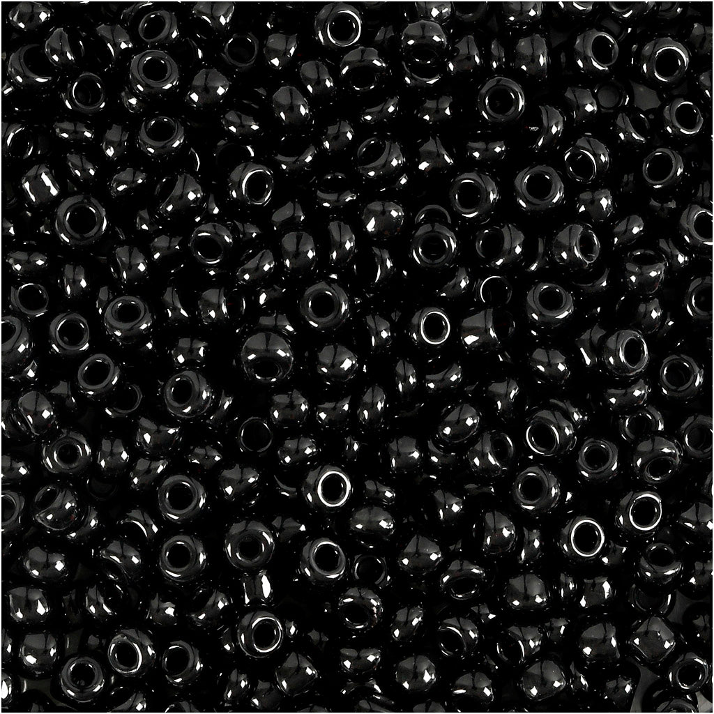 Creativ company rocailles, d 3 mm, size 8 0, hole size 0.6-1.0 mm, black, 25 gr 1 box