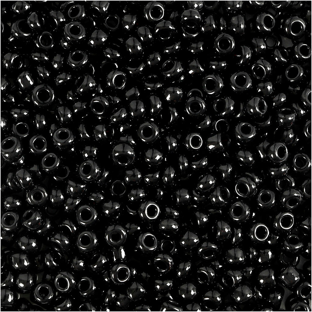 Creativ company rocailles, d 3 mm, size 8 0, hole size 0.6-1.0 mm, black, 500 gr 1 box
