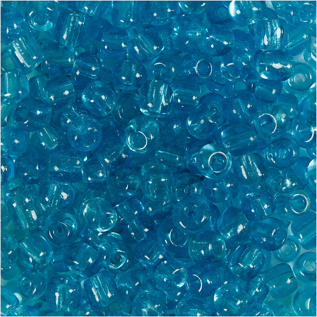 Creativ company seed beads, d 4 mm, size 6 0, hole size 0.9-1.2 mm, clear turquoise, 25 g 1 box