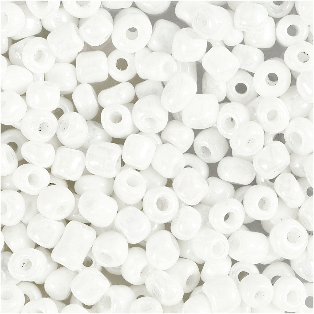 Creativ company seed beads, d 4 mm, size 6 0, hole size 0.9-1.2 mm, white mother of pearl, 25 g 1 box