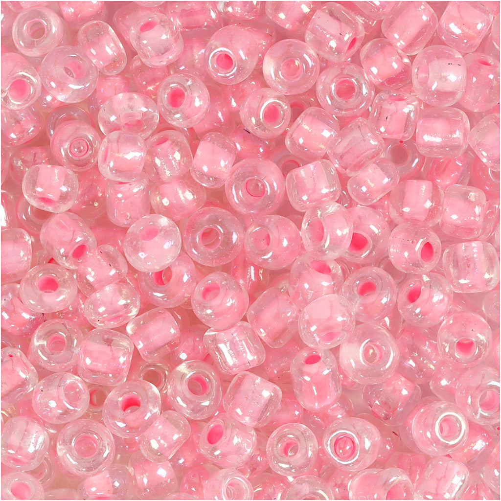 Creativ company seed beads, d 4 mm, size 6 0, hole size 0.9-1.2 mm, pink core, 25 g 1 box
