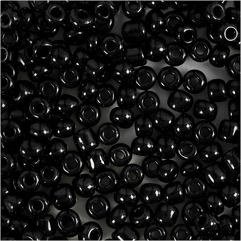 Creativ company rocailles, d 4 mm, size 6 0, hole size 0.9-1.2 mm, black, 25 gr 1 box