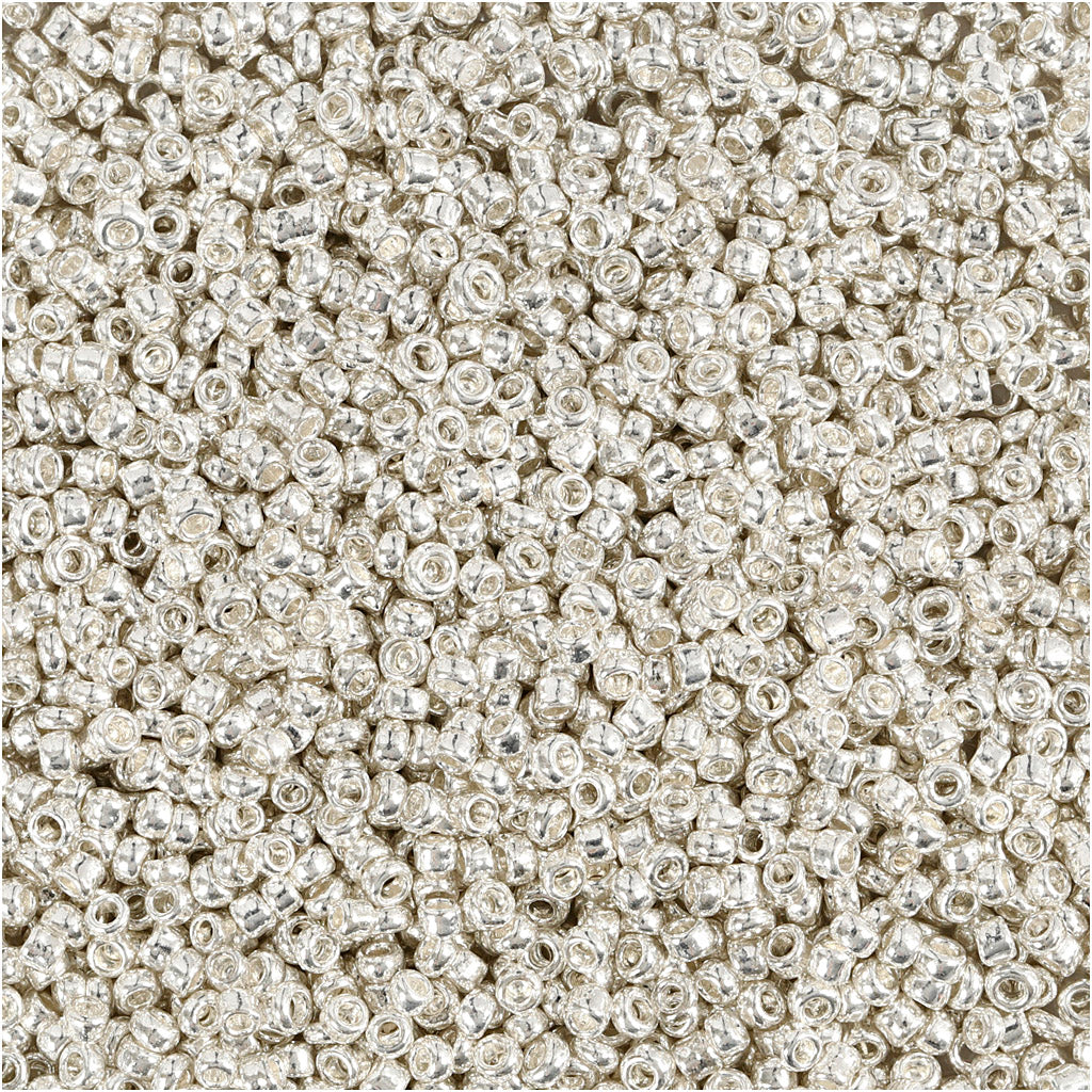 Creativ company seed beads, d 1.7 mm, size 15 0, hole size 0.5-0.8 mm, silver metal, 25 gr 1 box