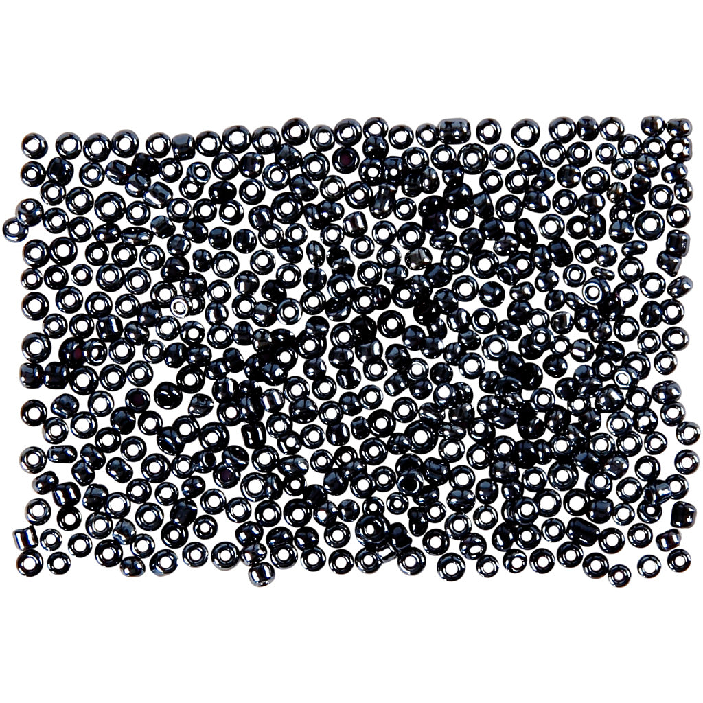 Creativ company rocailles, d 1.7 mm, size 15 0, hole size 0.5-0.8 mm, dark gray, 500 gr 1 bag