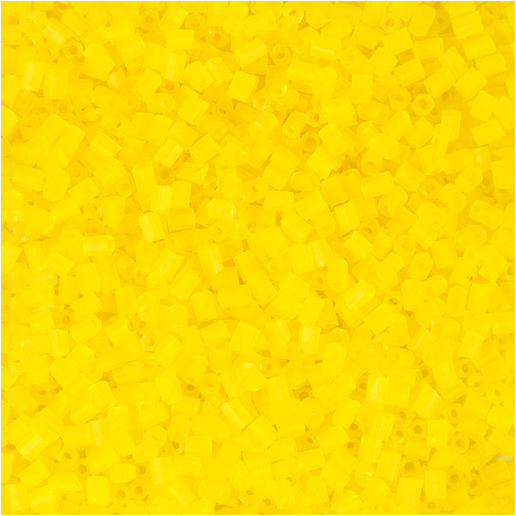 Creativ company rocailles 2-cut, d 1.7 mm, size 15 0, hole size 0.5 mm, transparent yellow, 25 gr 1 box