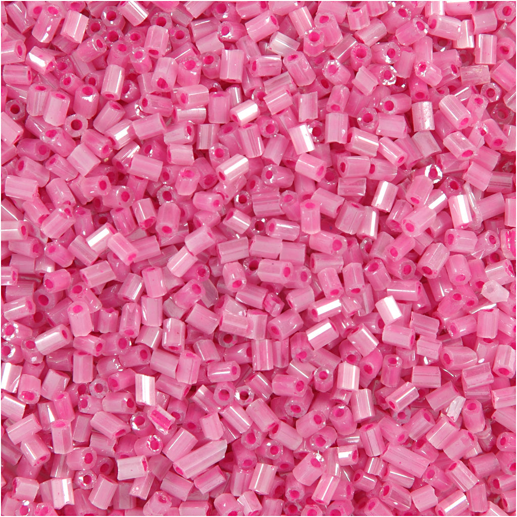 Creativ company rocailles 2-cut, d 1.7 mm, size 15 0, hole size 0.5 mm, pink, 25 gr 1 box
