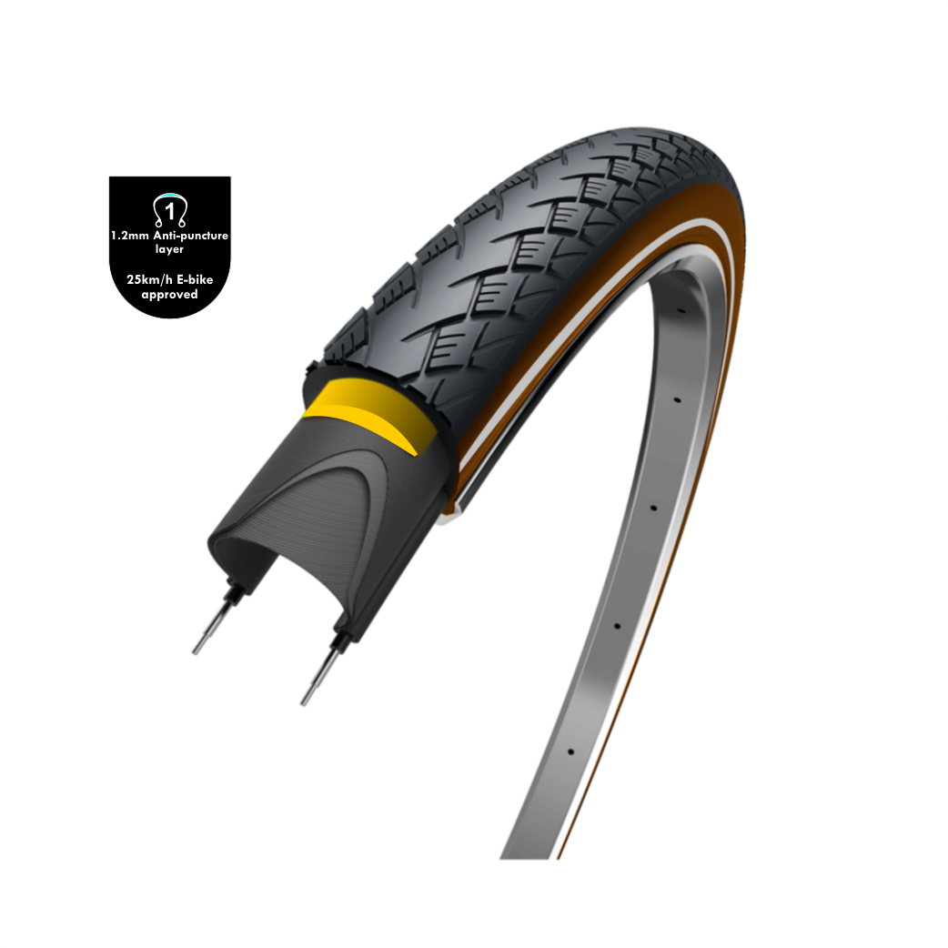 Wolff-Reisender (1,2 mm anti undichtige Schicht), schwarzbraun mit Reflexion, 28x1.75, Etro 47-622