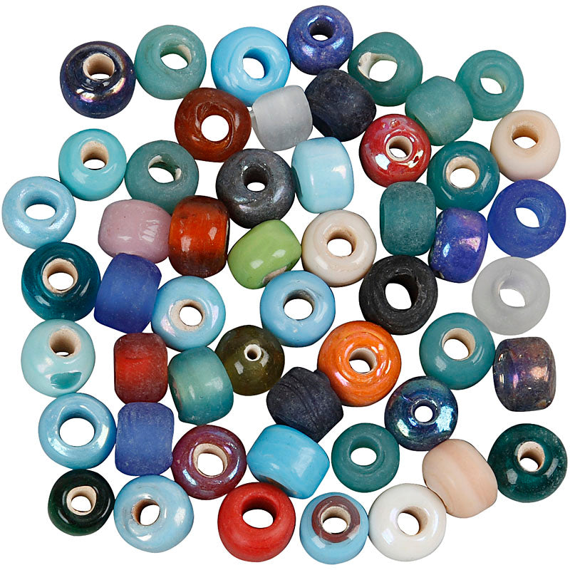 Creativ company glass beads, d 9 mm, hole size 2.5-3 mm, approx. 680 pieces, various colors, 500 g 1 box