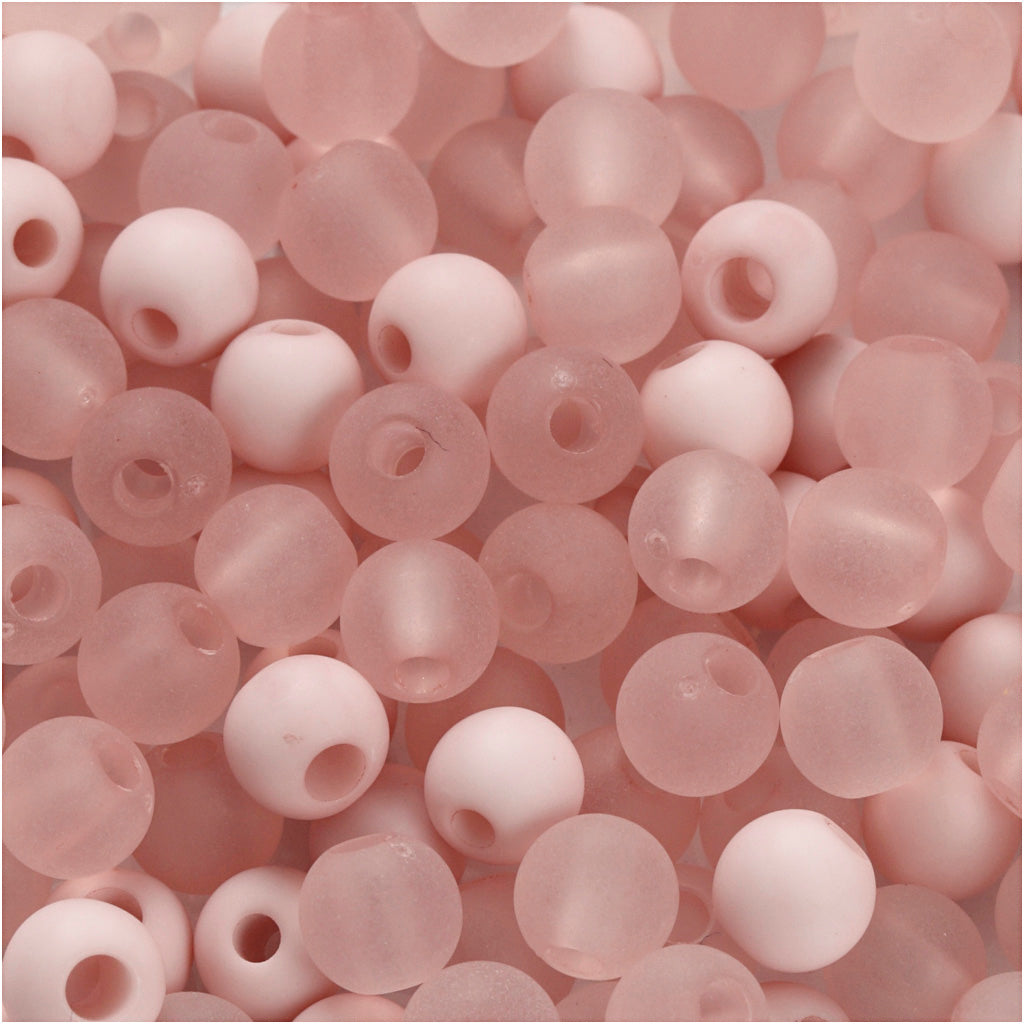Creativ company plastic beads, d 6 mm, hole size 2 mm, approx. 150 pieces, pink, 40 g 1 box