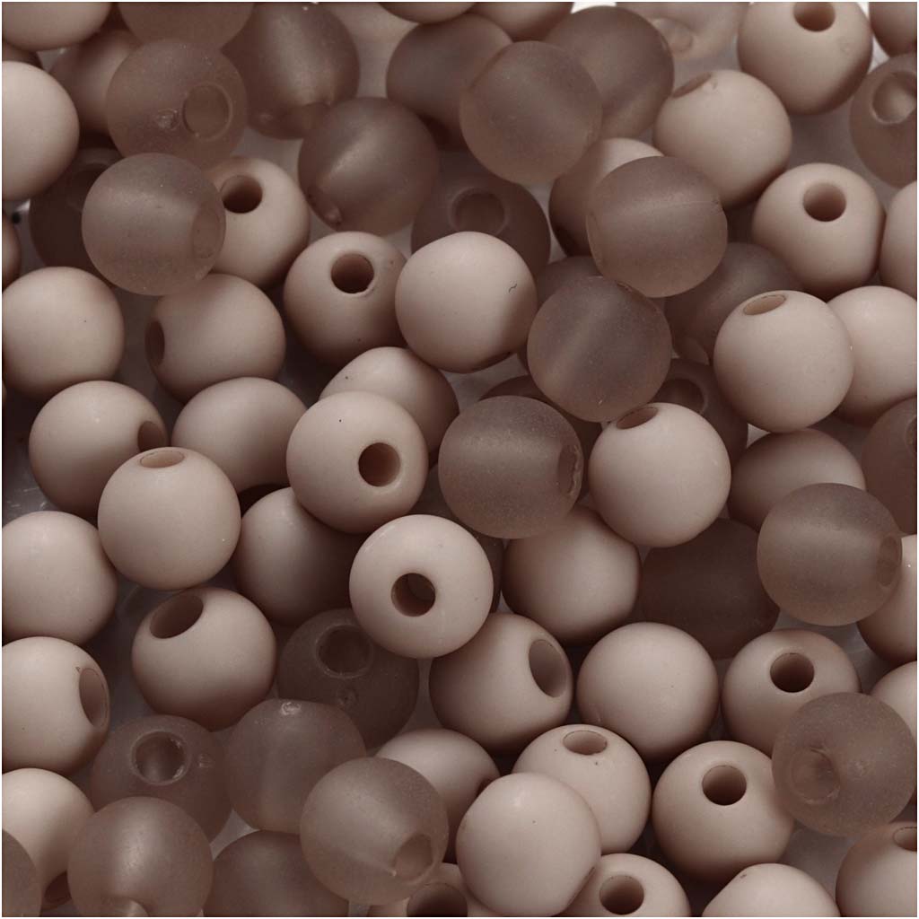 Creativ company plastic beads, d 6 mm, hole size 2 mm, approx. 150 pieces, light gray, 40 g 1 box