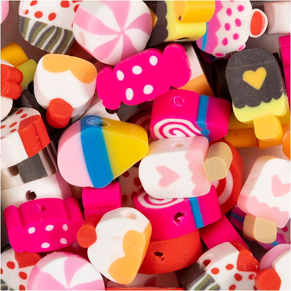Creativ company figural beads, sweets, d 10 mm, hole size 1.5 mm, approx. 60 pieces, 60 pieces 1 box