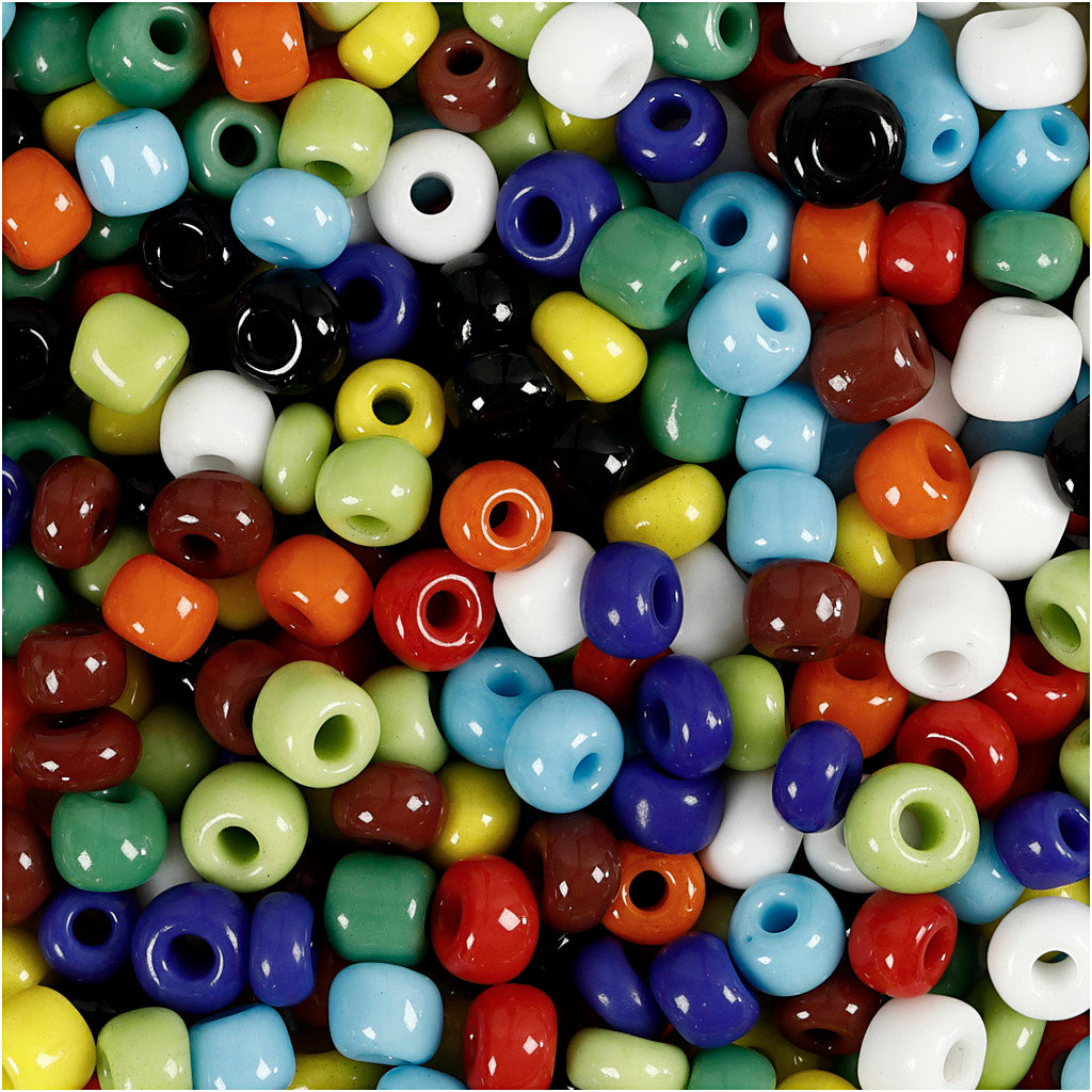 Creativ company seed beads, d 4 mm, size 6 0, hole size 0.9-1.2 mm, various colors, 130 gr 1 box
