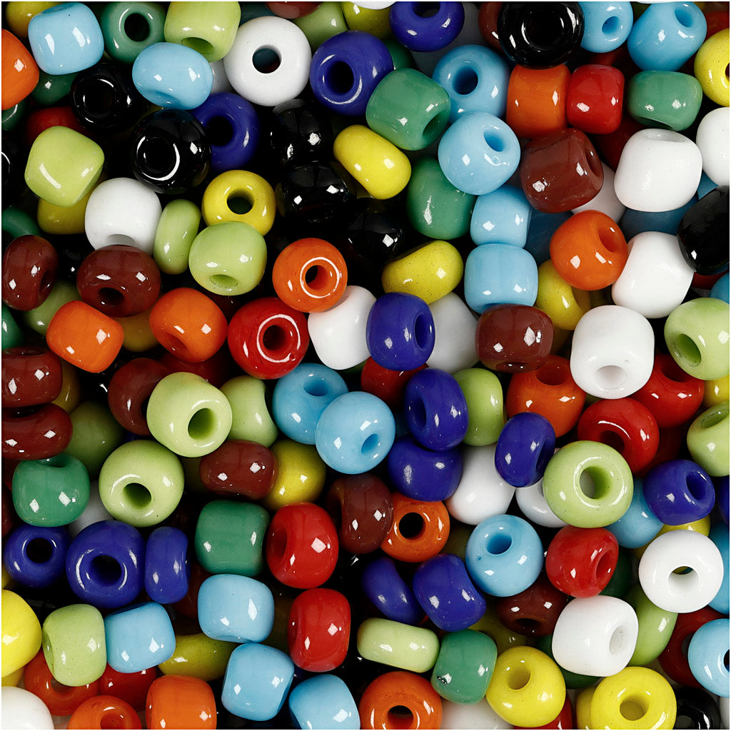 Creativ company rocailles, d 4 mm, size 6 0, hole size 0.9-1.2 mm, various colors, 1000 gr 1 box