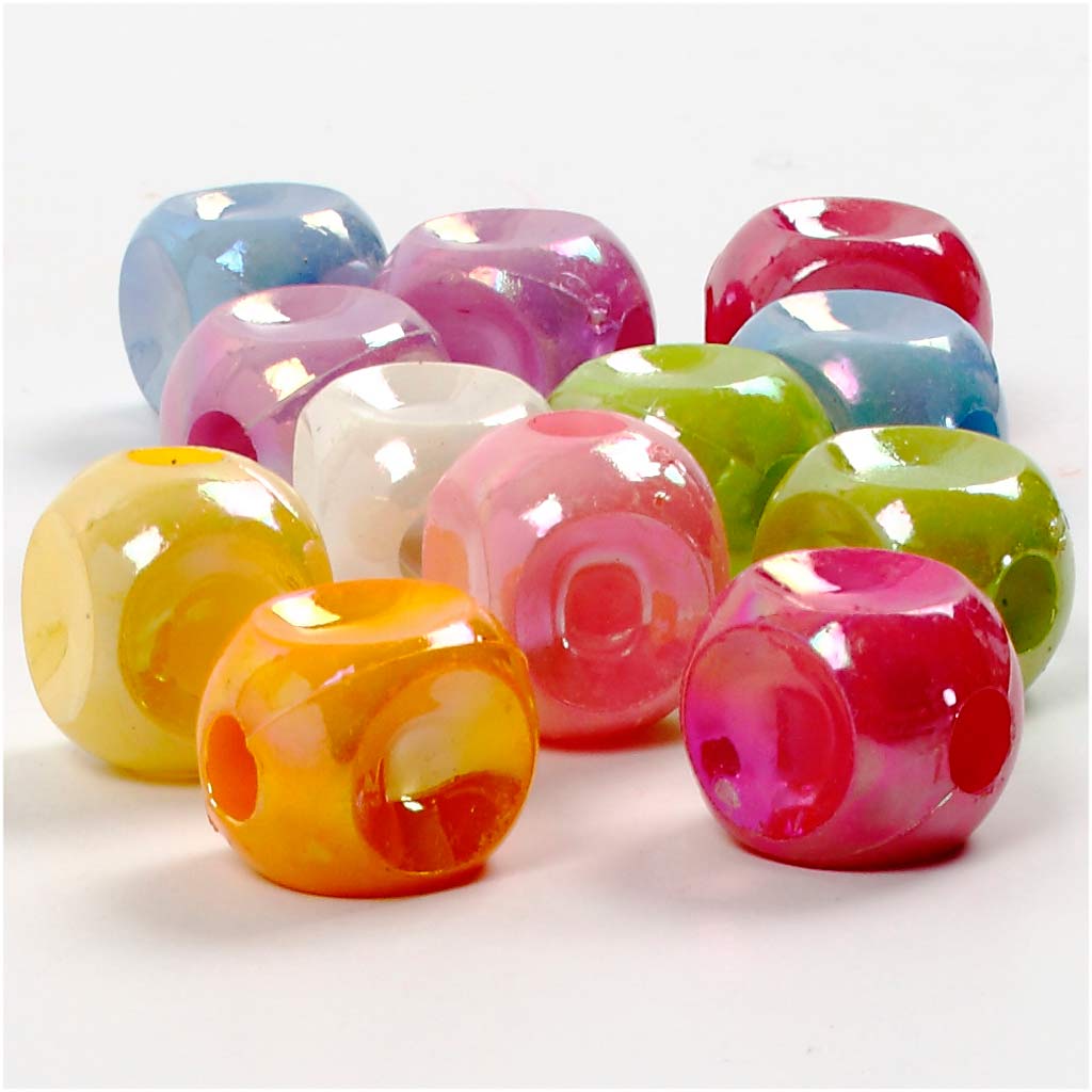 Creativ company dice beads, size 10x10 mm, hole size 4 mm, approx. 90 pieces, 60 g, 125 ml 1 box