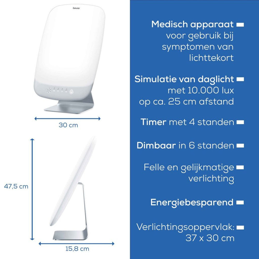 Beurer beurers tl95 lampada terapia luminosa 10000 lux 30x37 cm argento bianco
