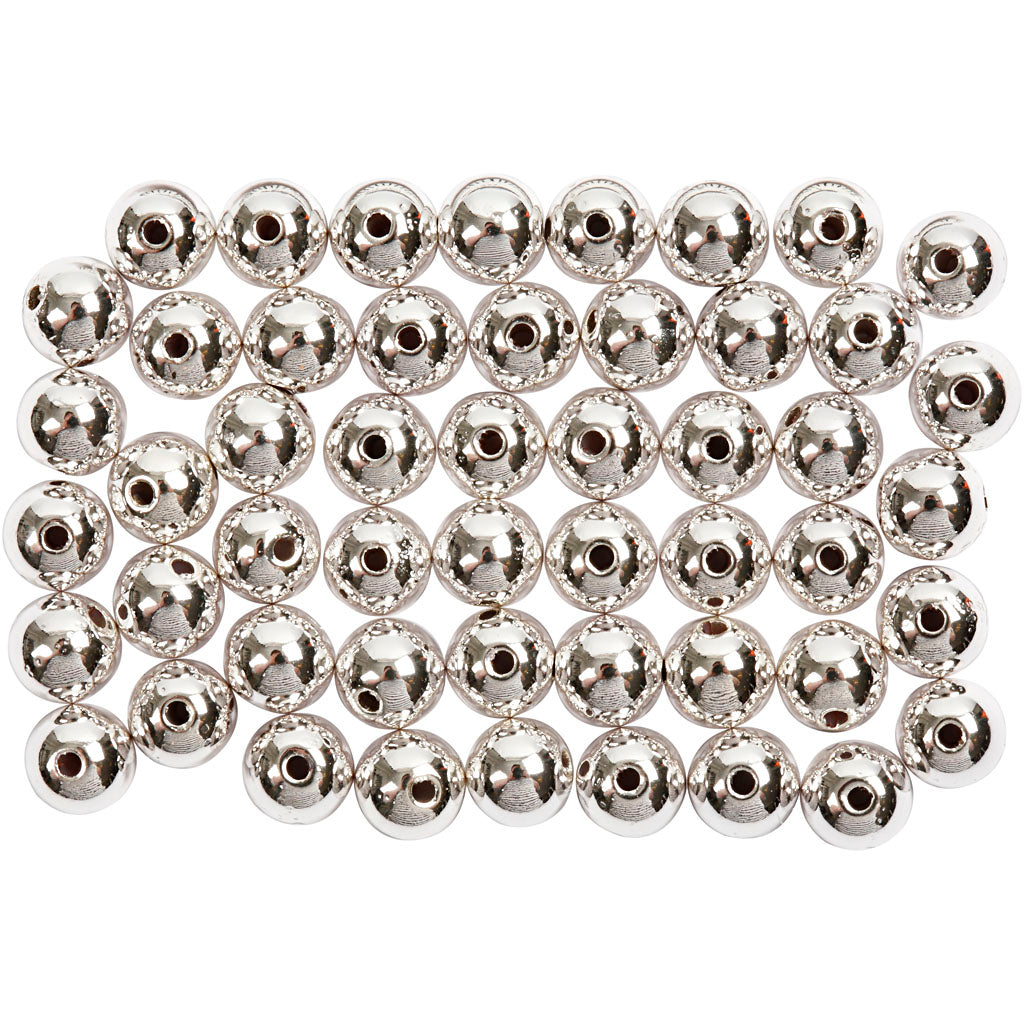 Creativ company wax beads, d 5 mm, hole size 0.7 mm, silver, 100 pieces 1 box