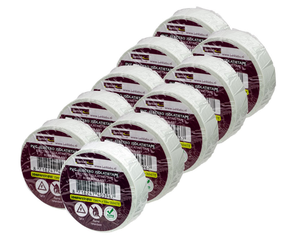 Berkleba tape pvc 15x10mt white roll ds a 10
