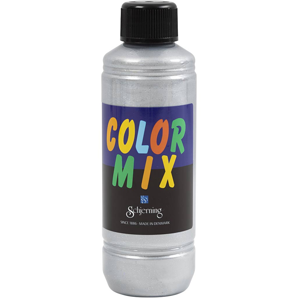Glitterverf, zilver, 250 ml 1 fles
