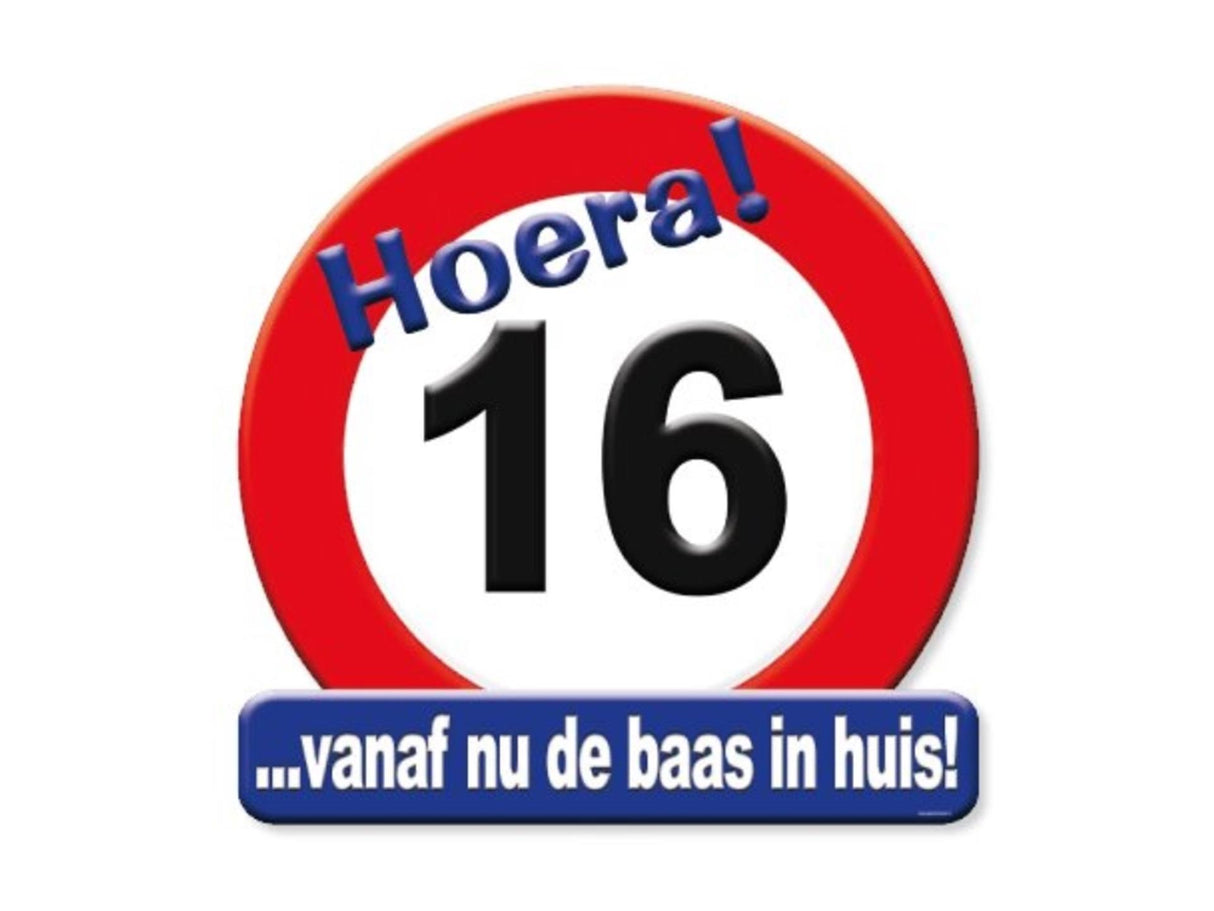 Paperdreams kroonschild verkeersbord-16 jaar