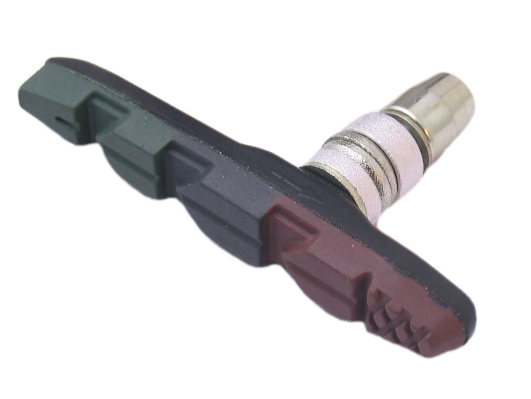 Messingschlager brake pad set V-brake with Allen key 70mm triple-color (brown, black, green)