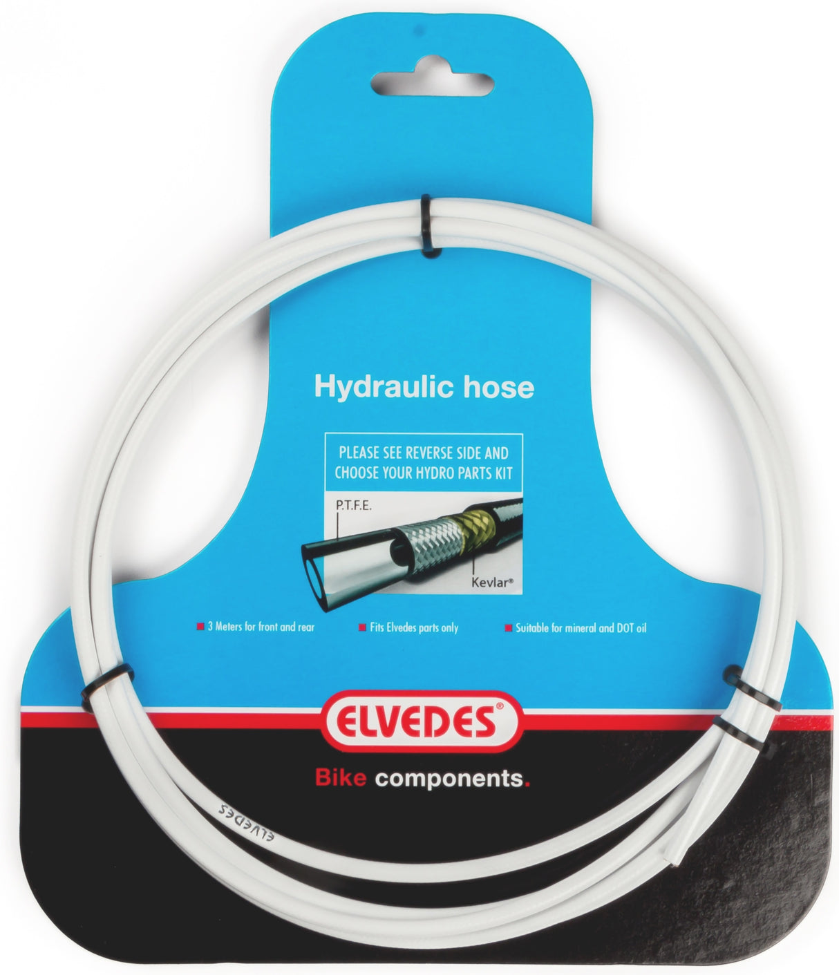 Elvedes hydraulic hose with PTFE lining and Kevlar protection - white (3 meters on the map)