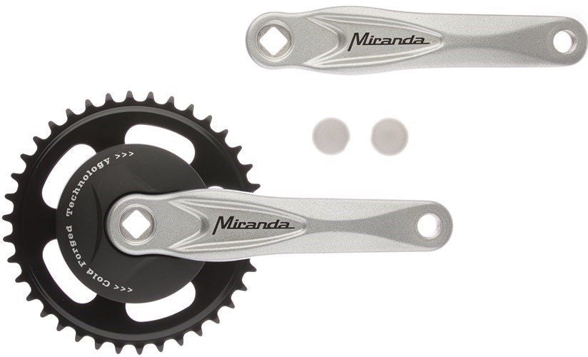 Miranda crankset ALFA 1 38T, crank length 170mm, silver, aluminum, cotterless, with disc
