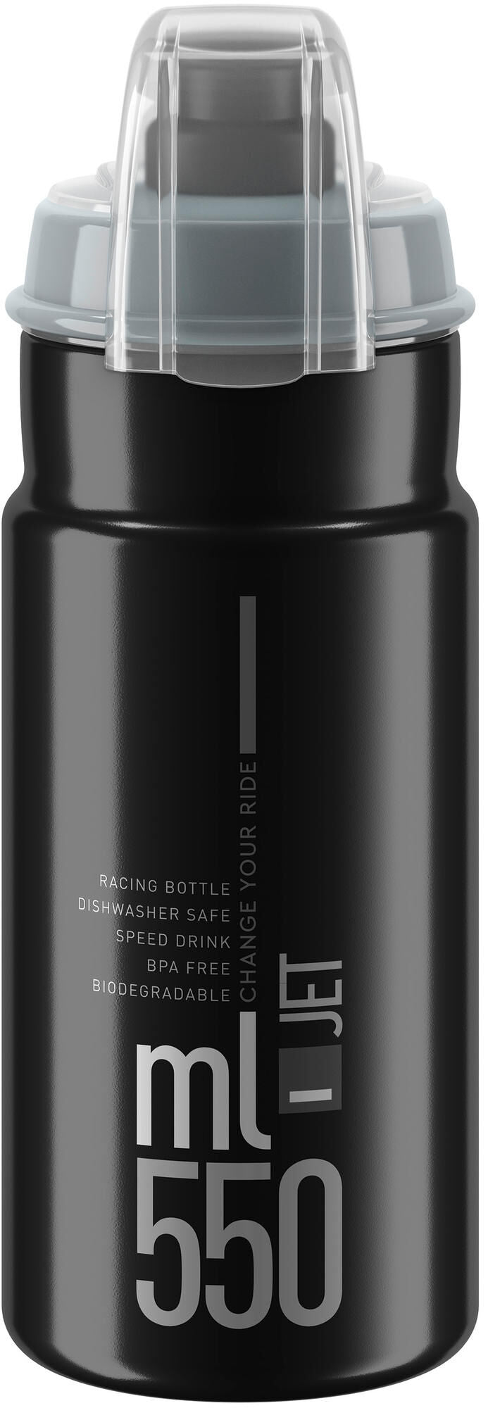 Elite water bottle jet plus bottle jet plus 550ml black gray with cap
