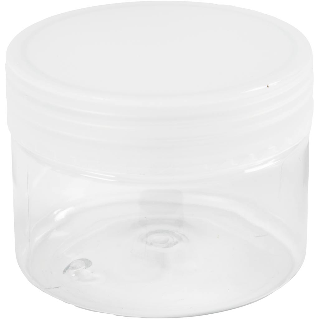 Creativ company plastic storage jars, h: 5 cm, d: 6.5 cm, 110 ml, 10 pieces in a box